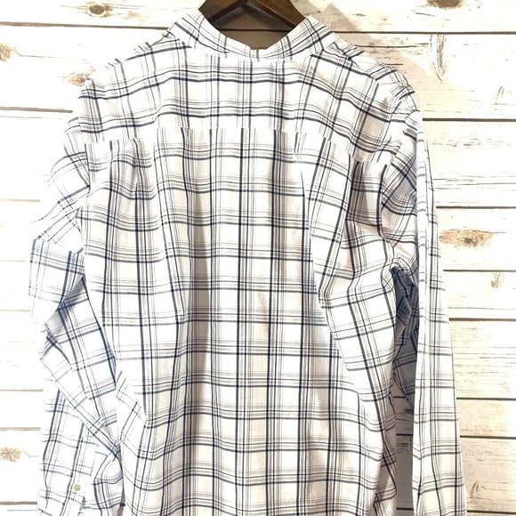 Wrangler Mens Shirt L Gray White Plaid Checkered Wrinkle Resist Button Down - Picture 5 of 9